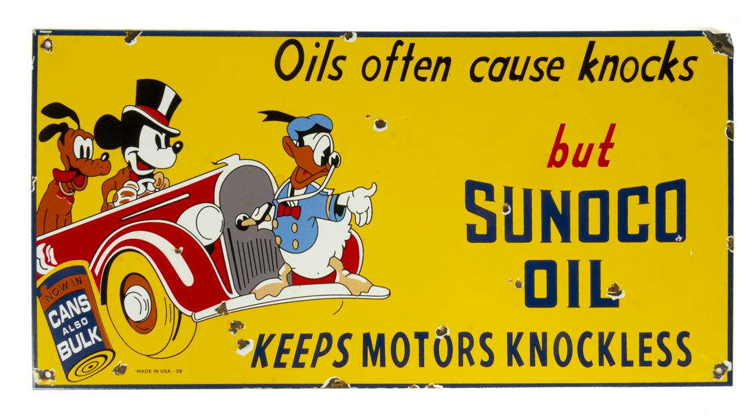 GOOFY NO REPAIR JOBS SUNOCO MOTOR OIL HEAVY DUTY USA MADE METAL ADVERTISING SIGN